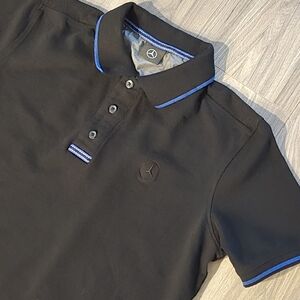 Mercedes Benz Polo Shirt Men's Size Large (180/108/A) Short Sleeve Black Blue